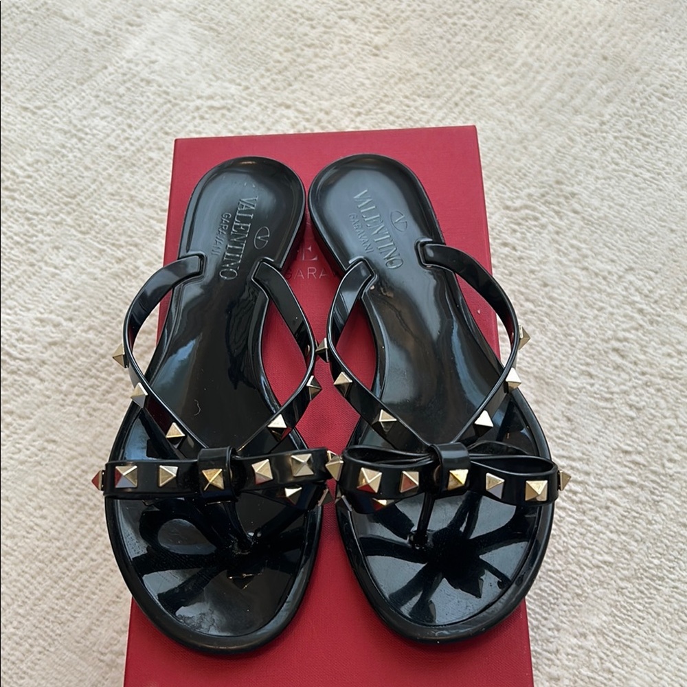 Valentino Black Flip Flops